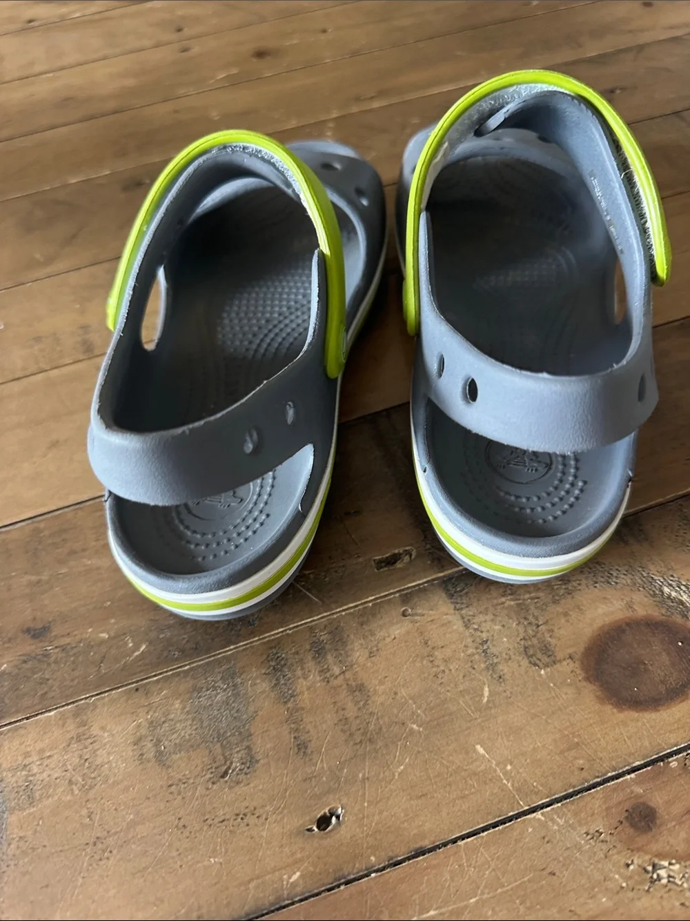 Kids Grey and Lime Green Comfort croc Sandals